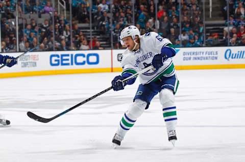 SAN JOSE, CA – MARCH 02: Philip Larsen #63 of the Vancouver Canucks skates against the San Jose Sharks at SAP Center on March 2, 2017 in San Jose, California. (Photo by Rocky W. Widner/NHL/Getty Images)