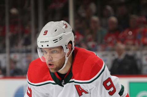 NEWARK, NEW JERSEY – DECEMBER 23: Taylor Hall #9 of the New Jersey Devils skates against the Columbus Blue Jackets at the Prudential Center on December 23, 2018 in Newark, New Jersey. The Blue Jackets shutout the Devils 3-0. (Photo by Bruce Bennett/Getty Images)