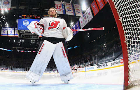 Mackenzie Blackwood #29 of the New Jersey Devils (Photo by Bruce Bennett/Getty Images)