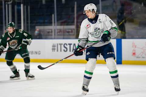 Seattle Thunderbirds, Tyrel Bauer #6. (Photo by Christopher Mast/Getty Images)