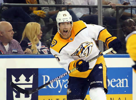 NEW YORK, NEW YORK – OCTOBER 04: Craig Smith #15 of the Nashville Predators skates against the New York Rangers at Madison Square Garden on October 04, 2018 in New York City. The Predators defeated the Rangers 3-2. (Photo by Bruce Bennett/Getty Images)