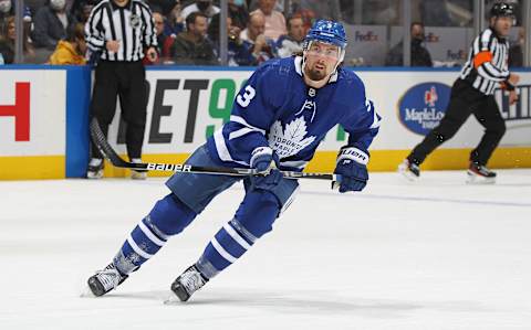 TORONTO, ON – DECEMBER 1: Justin Holl #3 of the Toronto Maple Leafs skates   (Photo by Claus Andersen/Getty Images)