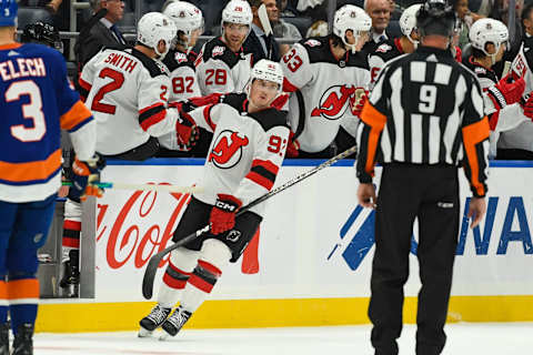 New Jersey Devils right wing Graeme Clarke (92): Dennis Schneidler-USA TODAY Sports