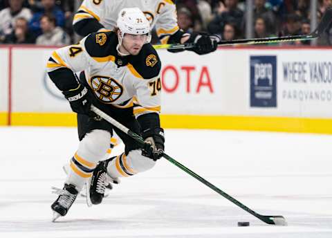 VANCOUVER, BC – FEBRUARY 22: Jake DeBrusk (Photo by Rich Lam/Getty Images)