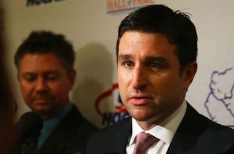 BOSTON, MA – DECEMBER 17: Chris Drury talks with the media before the U.S. Hockey Hall of Fame Induction ceremony at Renaissance Boston Waterfront Hotel on December 17, 2015 in Boston, Massachusetts. (Photo by Maddie Meyer/Getty Images)