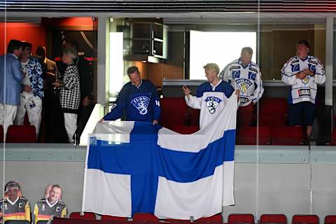 Finland supporters. (Photo by Gints IVUSKANS / AFP via Getty Images)