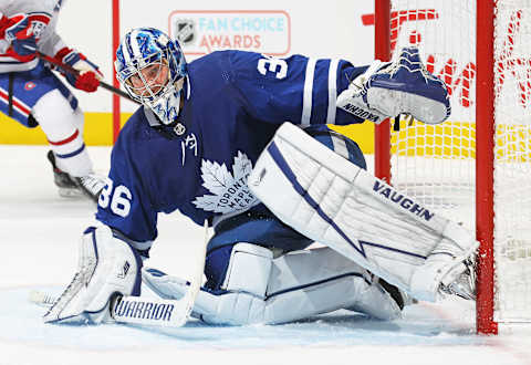 TORONTO, ON – MAY 31: Jack Campbell #36 of the Toronto Maple Leafs   (Photo by Claus Andersen/Getty Images)