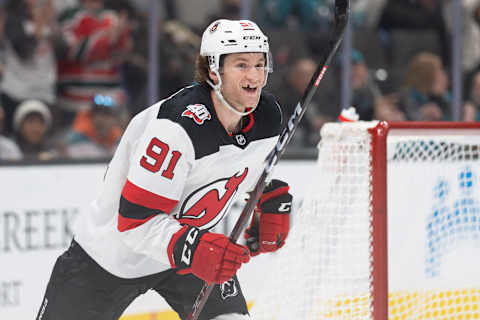 New Jersey Devils center Dawson Mercer (91): Stan Szeto-USA TODAY Sports