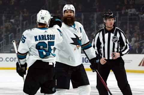 Erik Karlsson #65, Brent Burns #88, San Jose Sharks (Photo by Ronald Martinez/Getty Images)