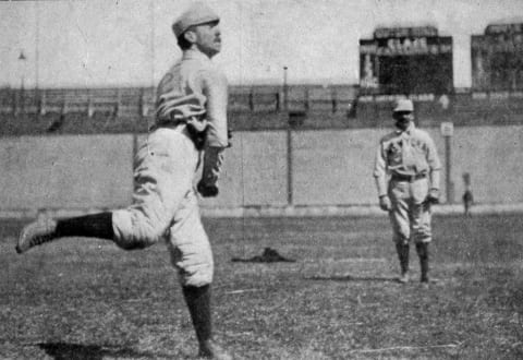 BROOKLYN – 1892. George Stacey Davis of the New York Giants is shown warming up in Brooklyn’s Washington Park in 1892. (Photo by Mark Rucker/Transcendental Graphics, Getty Images)