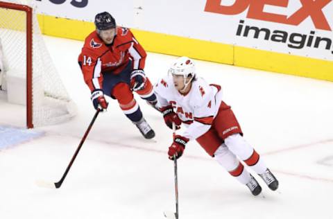 Haydn Fleury #4 of the Carolina Hurricanes (Photo by Andre Ringuette/Freestyle Photo/Getty Images)