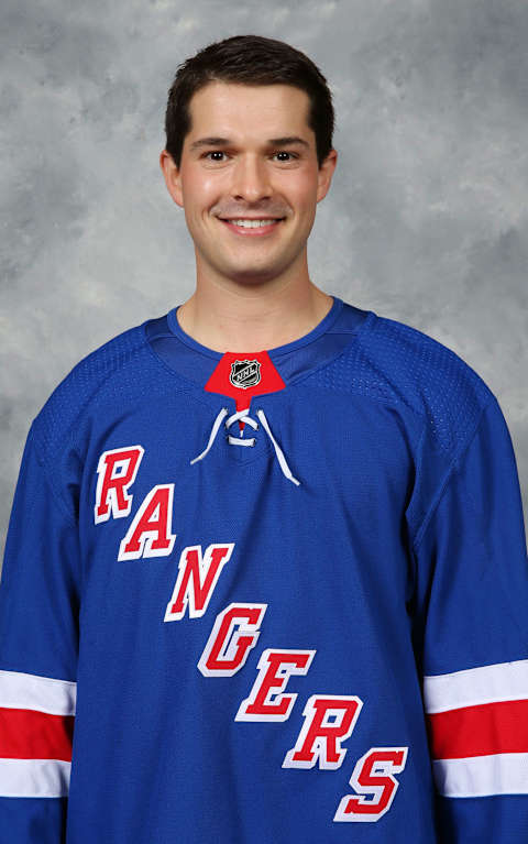 WHITE PLAINS, NY- SEPTEMBER 14: Matt Puempel of the New York Rangers poses for his official headshot for the 2017-2018 season on September 14, 2017 in White Plains, New York. (Jared Silber/NHLI via Getty Images)