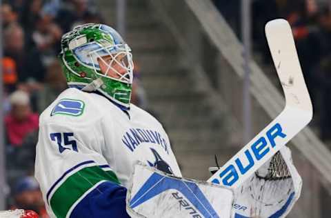 NHL Power Rankings: Vancouver Canucks goaltender Jacob Markstrom (25) follows the play against the Edmonton Oilers in a preseason hockey game at Rogers Place. Mandatory Credit: Perry Nelson-USA TODAY Sports