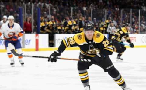 UNIONDALE, NEW YORK – FEBRUARY 29: Ondrej Kase #28 of the Boston Bruins skates against the New York Islanders during the first period at NYCB Live’s Nassau Coliseum on February 29, 2020 in Uniondale, New York. (Photo by Bruce Bennett/Getty Images)