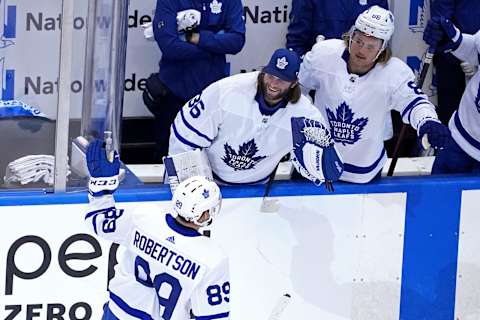 TORONTO, ONTARIO – AUGUST 06: Nicholas Robertson #89 of the Toronto Maple Leafs . (Photo by Andre Ringuette/Freestyle Photo/Getty Images)