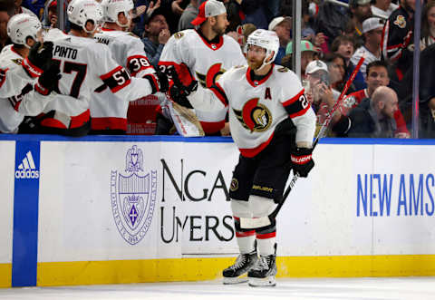 Apr 13, 2023; Buffalo, New York, USA; Claude Giroux. Mandatory Credit: Timothy T. Ludwig-USA TODAY Sports