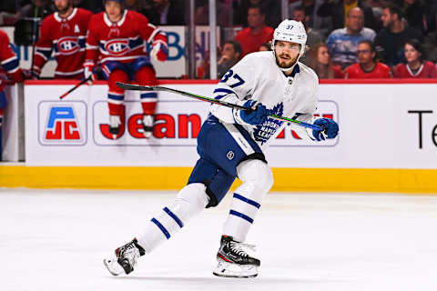 MONTREAL, QC – SEPTEMBER 23: Look on Toronto Maple Leafs defenceman Timothy Liljegren (37) during the Toronto Maple Leafs versus the Montreal Canadiens preseason game on September 23, 2019, at Bell Centre in Montreal, QC (Photo by David Kirouac/Icon Sportswire via Getty Images)