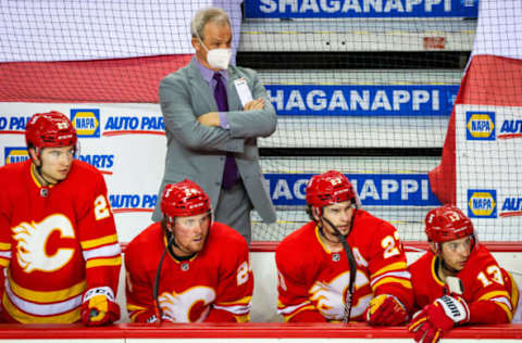 Calgary Flames head coach Darryl Sutter. Mandatory Credit: Sergei Belski-USA TODAY Sports