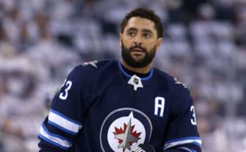 WINNIPEG, MANITOBA – APRIL 20: Dustin Byfuglien #33 of the Winnipeg Jets . (Photo by Jason Halstead /Getty Images) *** Local Caption *** Dustin Byfuglien