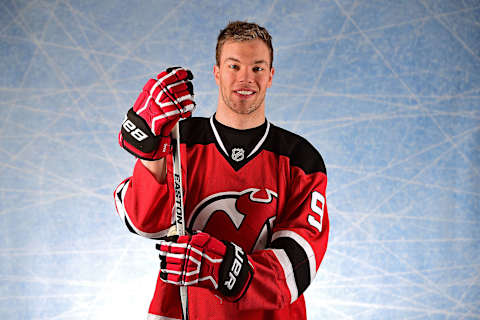 Taylor Hall #9 of the New Jersey Devils. (Photo by Harry How/Getty Images)