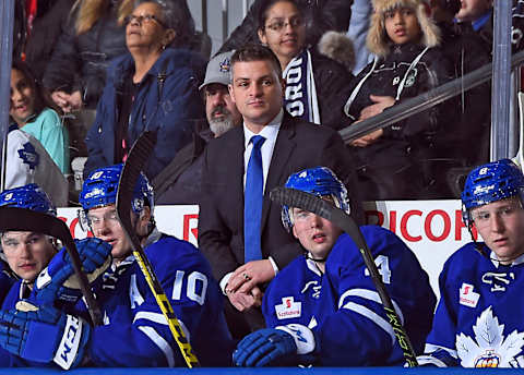 TORONTO, ON – DECEMBER 26: Head coach Sheldon Keefe of the Toronto Marlies watches the play against the St. John’s IceCaps during AHL game action on December 26, 2016 at Ricoh Coliseum in Toronto, Ontario, Canada. (Photo by Graig Abel/Getty Images)