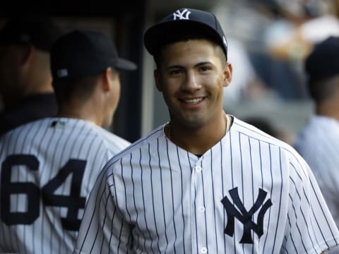 NEW YORK, NY – AUGUST 29: Gleyber Torres #25 of the New York Yankees looks on against the Chicago White Sox during the first inning at Yankee Stadium on August 29, 2018 in the Bronx borough of New York City. (Photo by Adam Hunger/Getty Images)