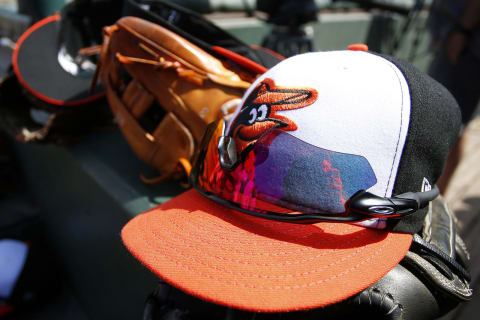 SARASOTA, FL- MARCH 08: A Baltimore Orioles hat is seen against the Toronto Blue Jays on March 8, 2017 at Ed Smith Stadium in Sarasota, Florida. (Photo by Justin K. Aller/Getty Images) *** Local Caption ***