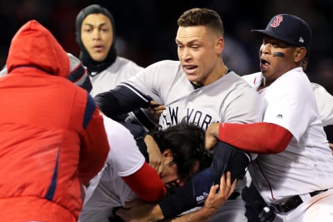 BOSTON, MA – APRIL 11: From top left, Giancarlo Stanton