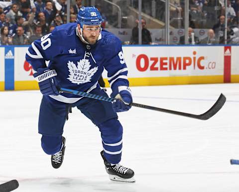 TORONTO, CANADA – APRIL 18: Ryan O’Reilly #90 of the Toronto Maple Leafs  (Photo by Claus Andersen/Getty Images)