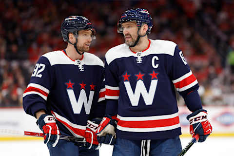 Alex Ovechkin, Evgeny Kuznetsov, Washington Capitals Mandatory Credit: Geoff Burke-USA TODAY Sports