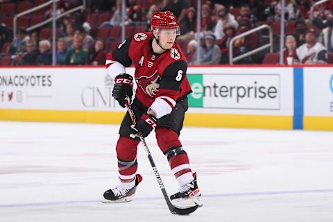 Jakob Chychrun is an elite defenseman who has a very friendly salary. Teams should be lining up if the Coyotes look to move him. (Photo by Christian Petersen/Getty Images)