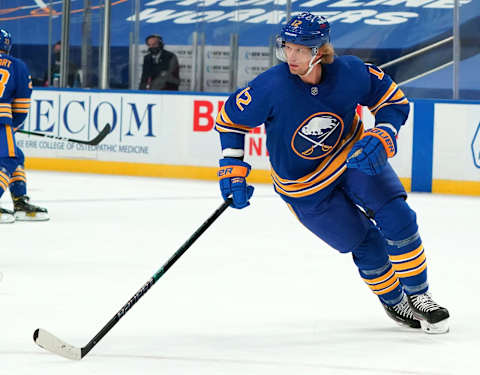 BUFFALO, NY – JANUARY 14: Eric Staal #12 of the Buffalo Sabres   (Photo by Kevin Hoffman/Getty Images)