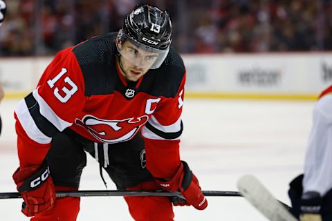 Nico Hischier #13 of the New Jersey Devils. (Photo by Rich Schultz/Getty Images)