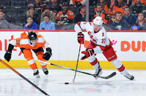 Andrei Svechnikov, Carolina Hurricanes skates (Photo by Drew Hallowell/Getty Images)