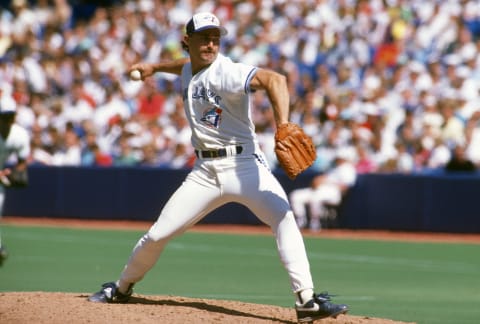 TORONTO, ON – CIRCA 1990: Dave Stieb #37 of the Toronto Blue Jays pitches during an Major League Baseball game circa 1990 at Exhibition Stadium in Toronto, Ontario. Stieb played for the Blue Jays from 1979-92. (Photo by Focus on Sport/Getty Images)