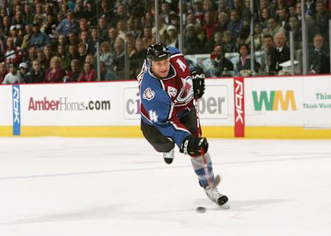 DENVER – DECEMBER 12: Rob Blake #4 of the Colorado Avalanche .. (Photo by: Doug Pensinger/Getty Images)