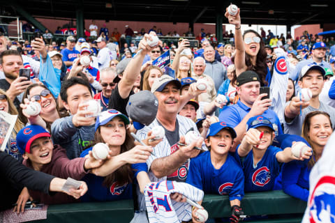 MESA, AZ – FEBRUARY 26: Chicago Cubs fans look for autographs before the spring training game against the Cleveland Indians during a spring training game at Sloan Park on February 26, 2017 in Mesa, Arizona. (Photo by Rob Tringali/Getty Images)