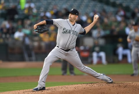 OAKLAND, CA – AUGUST 14: James Paxton #65 of the Seattle Mariners pitches against the Oakland Athletics in the bottom of the first inning at Oakland Alameda Coliseum on August 14, 2018 in Oakland, California. (Photo by Thearon W. Henderson/Getty Images)