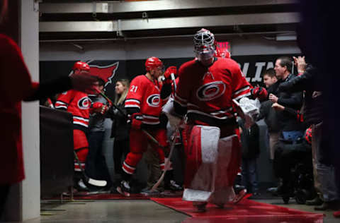 RALEIGH, NC – FEBRUARY 02: Carolina Hurricanes during the 3rd period of the Carolina Hurricanes game versus the Vancouver Canucks on February 2nd, 2020 at PNC Arena in Raleigh, NC. (Photo by Jaylynn Nash/Icon Sportswire via Getty Images)