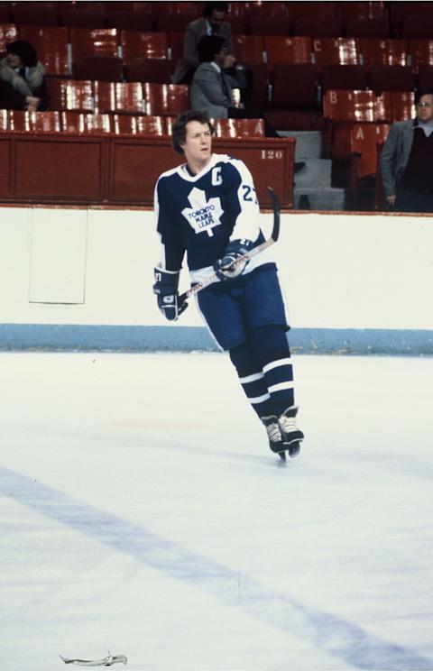 MONTREAL – 1980’s: Darryl Sittler #27 of the Toronto Maple Leafs skates before the game against the Montreal Canadiens. (Photo by Denis Brodeur/NHLI via Getty Images)