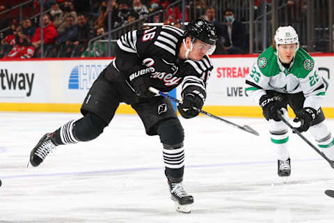 Jimmy Vesey #16 of the New Jersey Devils (Photo by Rich Graessle/Getty Images)