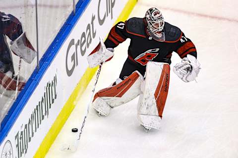 James Reimer #47 of the Carolina Hurricanes (Photo by Elsa/Getty Images)