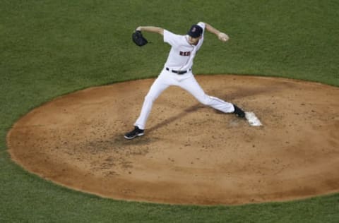 May 24, 2017; Boston, MA, USA; Boston Red Sox pitcher Sale (41) delivers a pitch during the fourth inning against the Texas Rangers at Fenway Park. Mandatory Credit: Greg M. Cooper-USA TODAY Sports