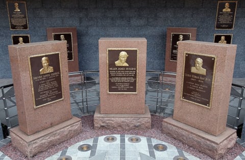 The monument to Lou Gehrig (left) in Yankee Stadium.. (Photo by Jim McIsaac/Getty Images)