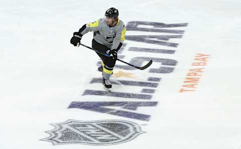 TAMPA, FL – JANUARY 28: Noah Hanifin #5 of the Carolina Hurricanes skates during the 2018 Honda NHL All-Star Game between the Atlantic Division and the Metropolitan Divison at Amalie Arena on January 28, 2018 in Tampa, Florida. (Photo by Dave Sandford/NHLI via Getty Images)