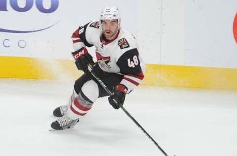 Nov 27, 2016; Edmonton, Alberta, CAN; Arizona Coyotes left winger Jordan Martinook (48) is seen out on the ice as they play against the Edmonton Oilers during the first period at Rogers Place. Mandatory Credit: Walter Tychnowicz-USA TODAY Sports