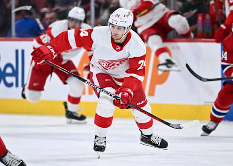 Pius Suter #24 of the Detroit Red Wings (Photo by Minas Panagiotakis/Getty Images)