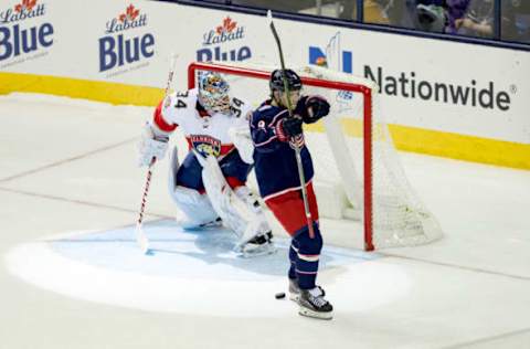 COLUMBUS, OH – JANUARY 07: Columbus Blue Jackets left wing Artemi Panarin (9) reacts after scoring a goal during a shootout in a game between the Columbus Blue Jackets and the Florida Panthers on January 07, 2018 at Nationwide Arena in Columbus, OH. Blue Jackets defeated the Panthers 3-2 in a shootout. (Photo by Adam Lacy/Icon Sportswire via Getty Images)