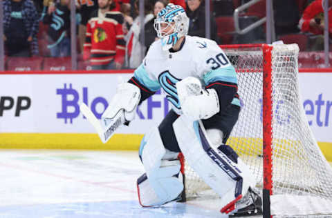 Martin Jones #30, Seattle Kraken (Photo by Michael Reaves/Getty Images)