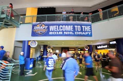 Jun 24, 2016; Buffalo, NY, USA; A general view as hockey fans arrive before the first round of the 2016 NHL Draft at the First Niagra Center. Mandatory Credit: Jerry Lai-USA TODAY Sports